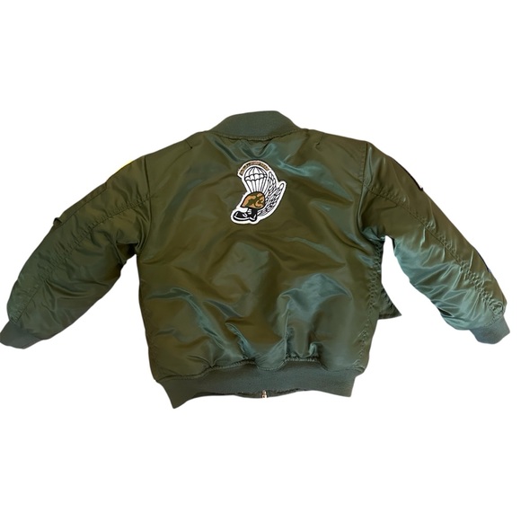 Up and Away Medium-Weight MA-1 Flight Bomber Jacket in Green With Seven Patches - Picture 2 of 4